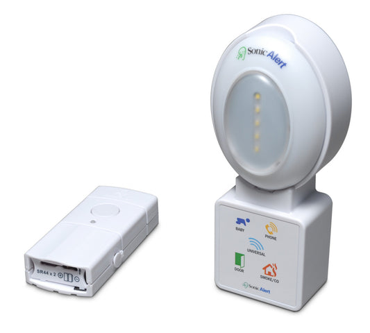 The HomeAware  HA360BDB  Blink Doorbell Receiver with Doorbell Transmitter System by Sonic Alert